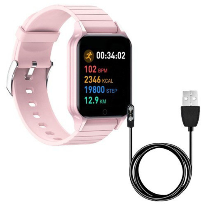 Смарт годинник Smart Watch T96 стильний із захистом від вологи та пилу з вимірюванням температура тіла. Колір: рожевий