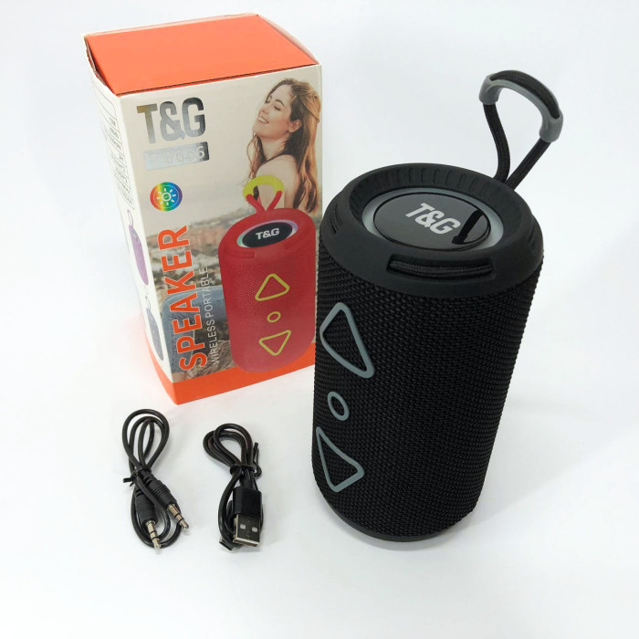 Bluetooth колонка портативна TG656 FM-радіо, акумуляторна колонка для музики. Колір: чорний