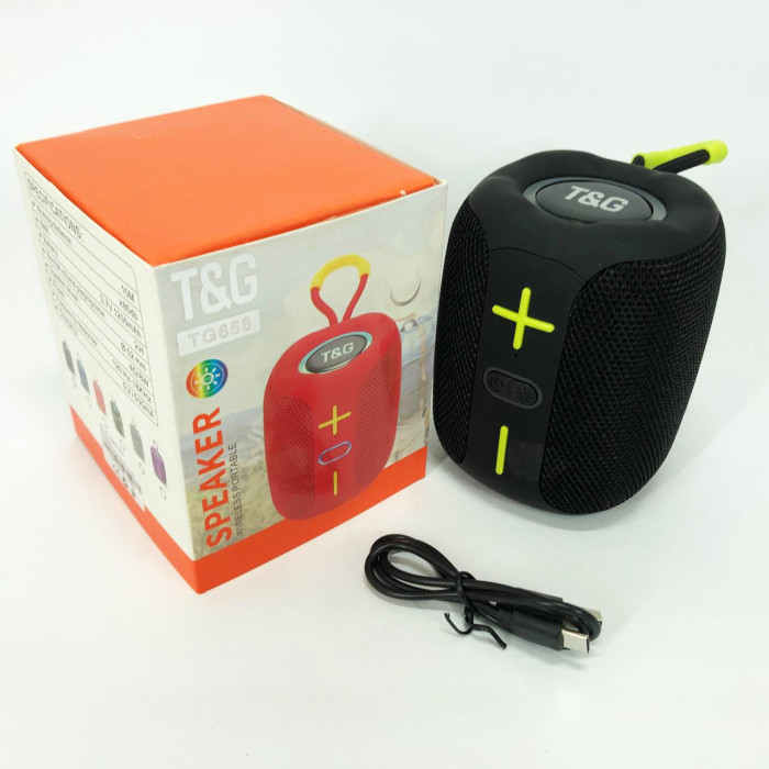 Портативна Bluetooth колонка TG658 8W з RGB підсвічуванням, Бездротова колонка потужна. Колір: чорний
