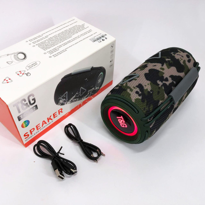 Bluetooth-колонка TG657 з RGB підсвічуванням 1500 mAh, Гучна блютуз колонка. Колір: камуфляж
