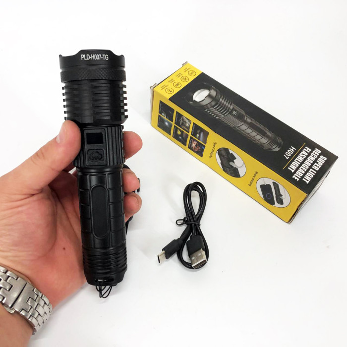 Ліхтарик PLD-H007 White Laser LED PM10-TG із вбудованим акумулятором PowerBank, Ліхтарик тактичний ручний