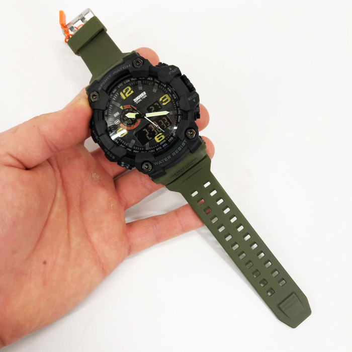 Годинник наручний чоловічий SKMEI 1520AG ARMY GREEN, військовий чоловічий наручний годинник зелений. Колір: зелений