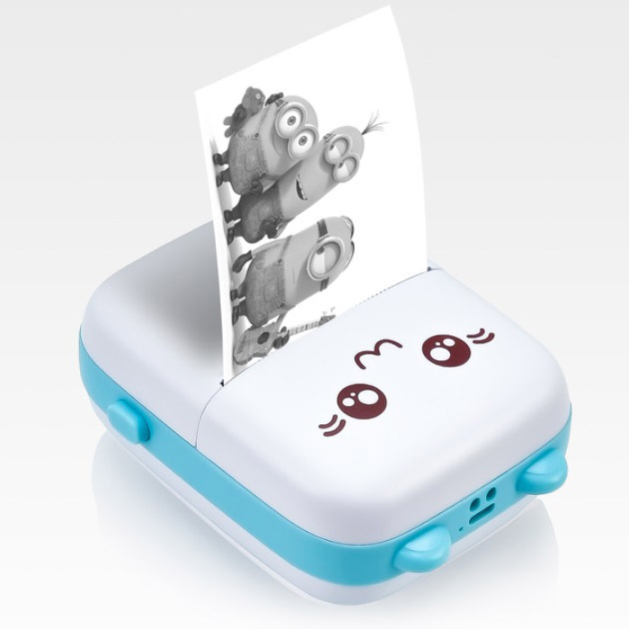Портативний мініпринтер Mini printer з Bluetooth для термодруку без чорнила зі смартфона. Колір: блакитний